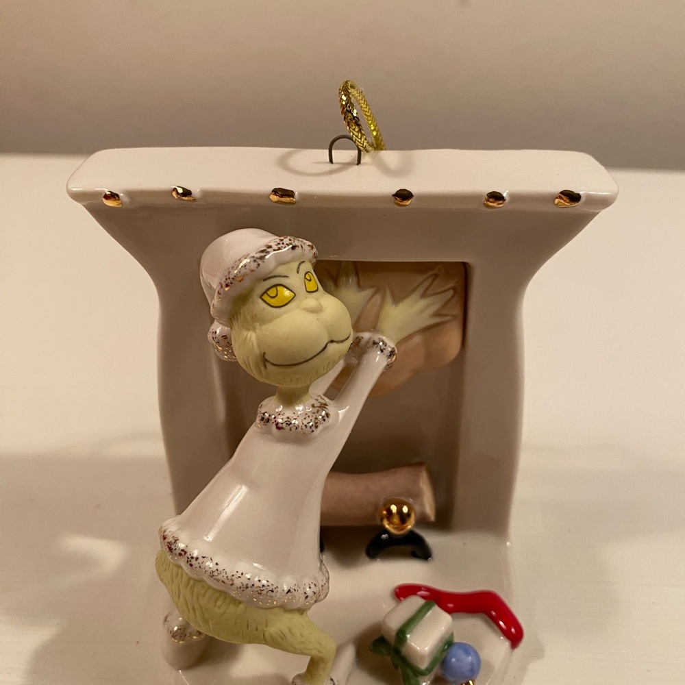 Lenox Grinch Holiday Ornament - White and Gold